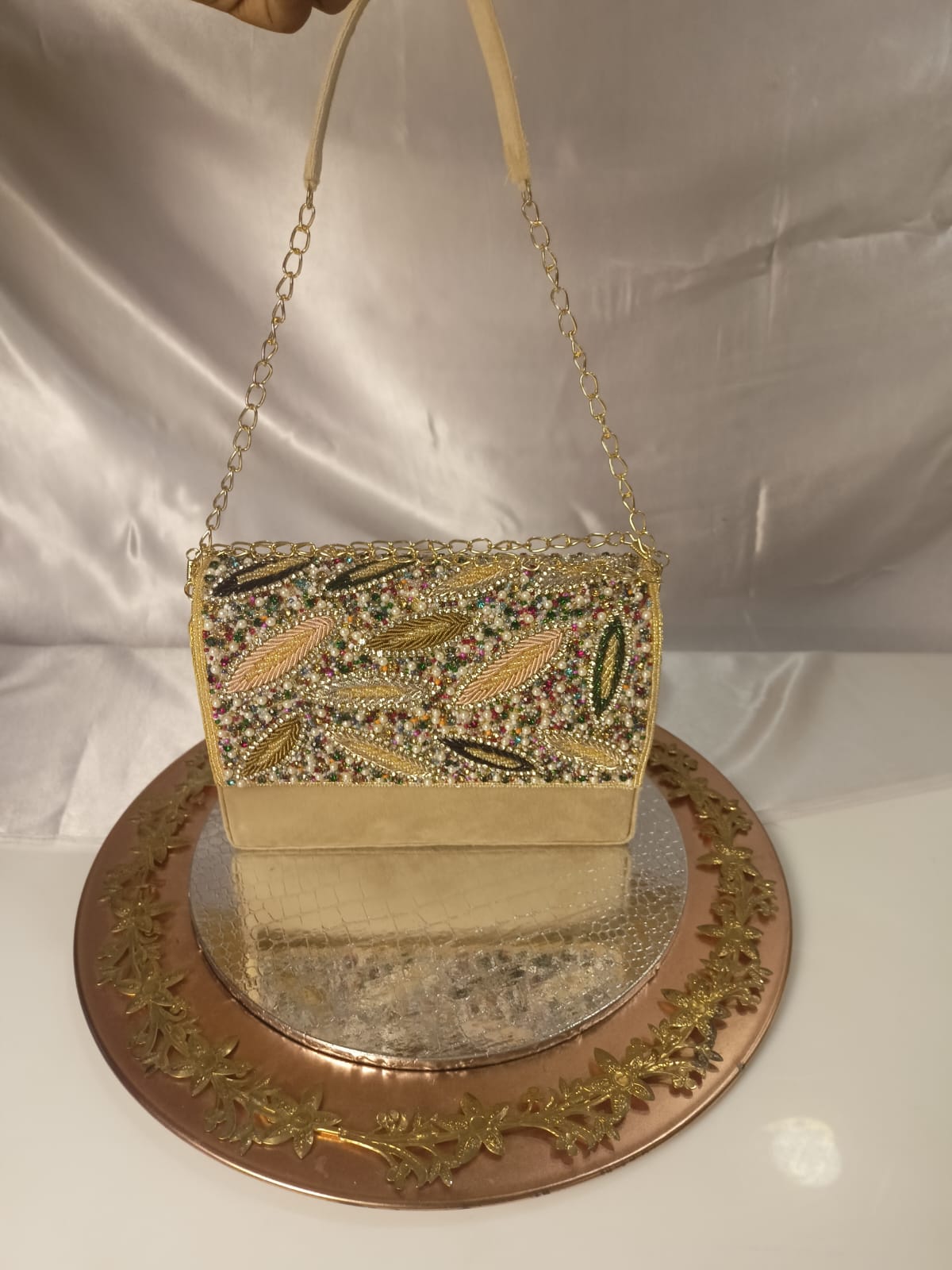 OFF WHITE VELVET FLAP CLUTCH