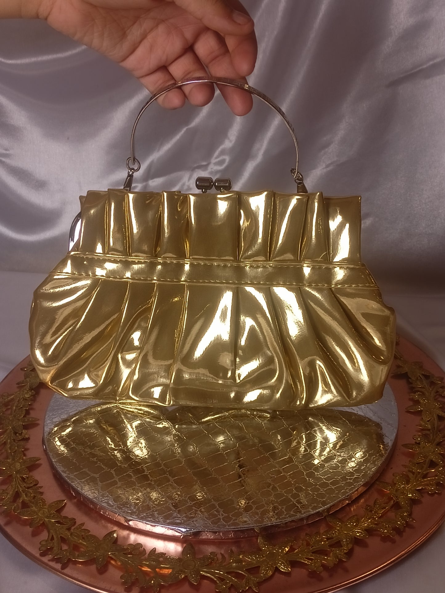 GOLDEN GLAM STONE WORK CLUTCH
