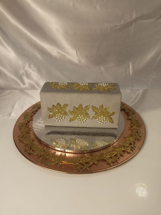 GREY COLOUR VELVET FLAP CLUTCH