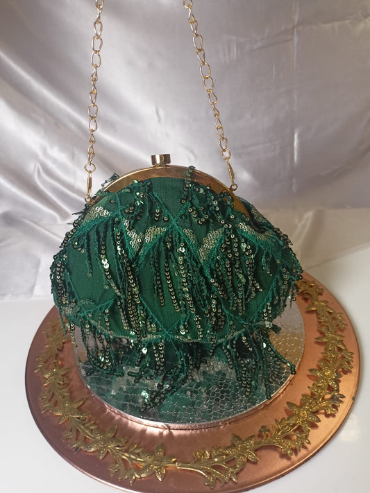 GREEN COLOUR BATUA CLUTCH BAG
