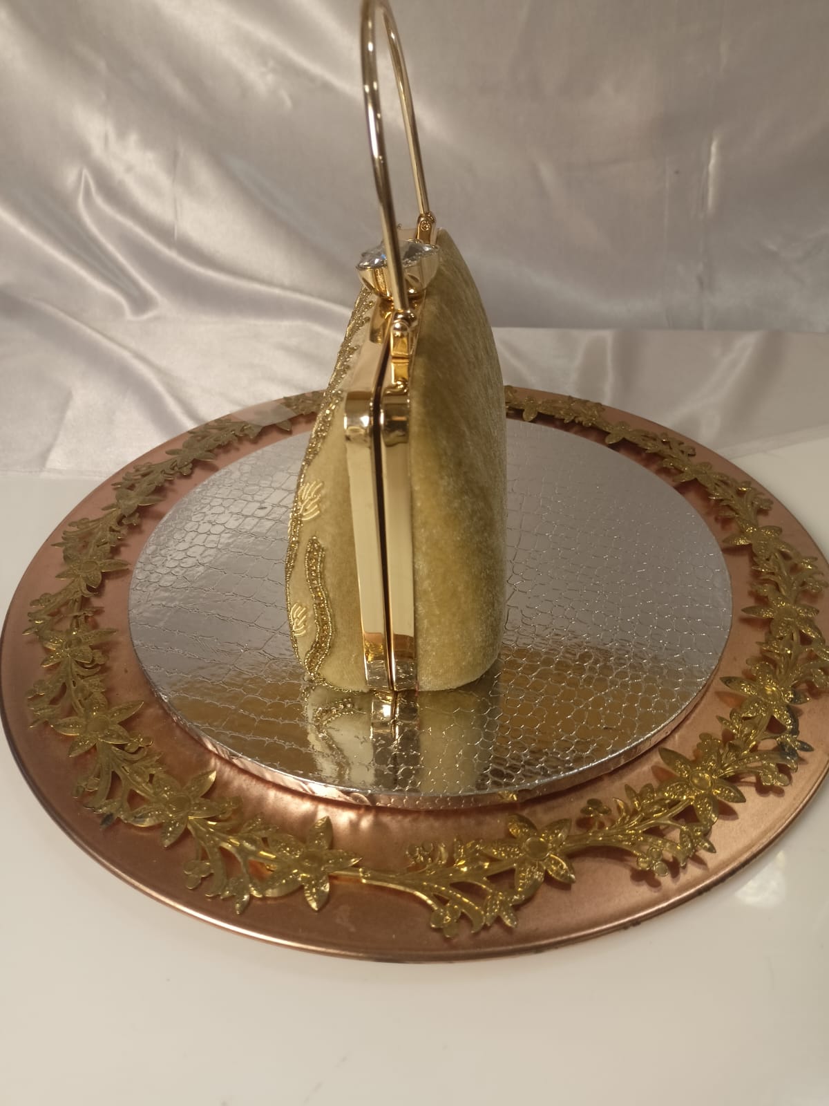 GOLDEN CLUTCH WITH BEAD WORK